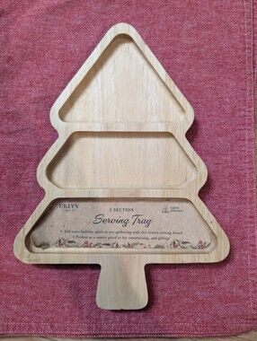 BKLYN Steel Co Wooden Christmas Tree Serving Tray Holiday Charcuterie Board